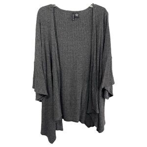 New Directions Plus‎ Size 3X Cardigan Sweater Open Gray Dramatic Sleeve 1420